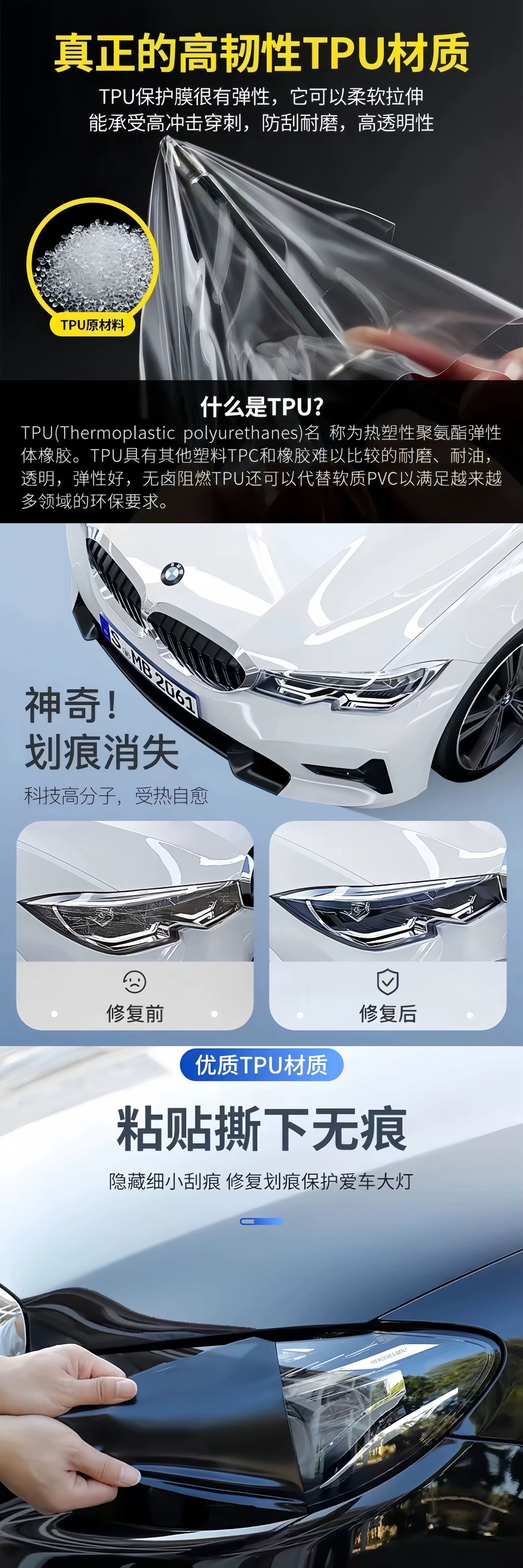 Car Tpu Headlight Protective Film, Blackened Tail Light Film, Ppf Repair Light Film, Tpu Light Film, Color Changing Film Wholesale