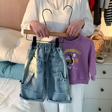 现货韩系2025春款儿童重工艺牛仔裤男童潮酷工装裤女童重工直筒裤