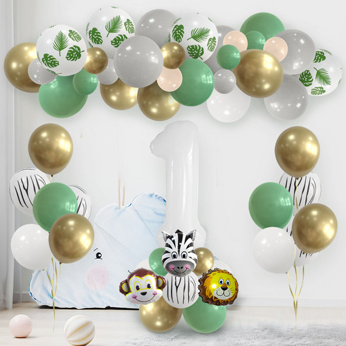 Amazon Hot Selling Jungle Balloon Chain Leaves Decoration Latex Sequins Birthday Party Party Animal Arrangement Props