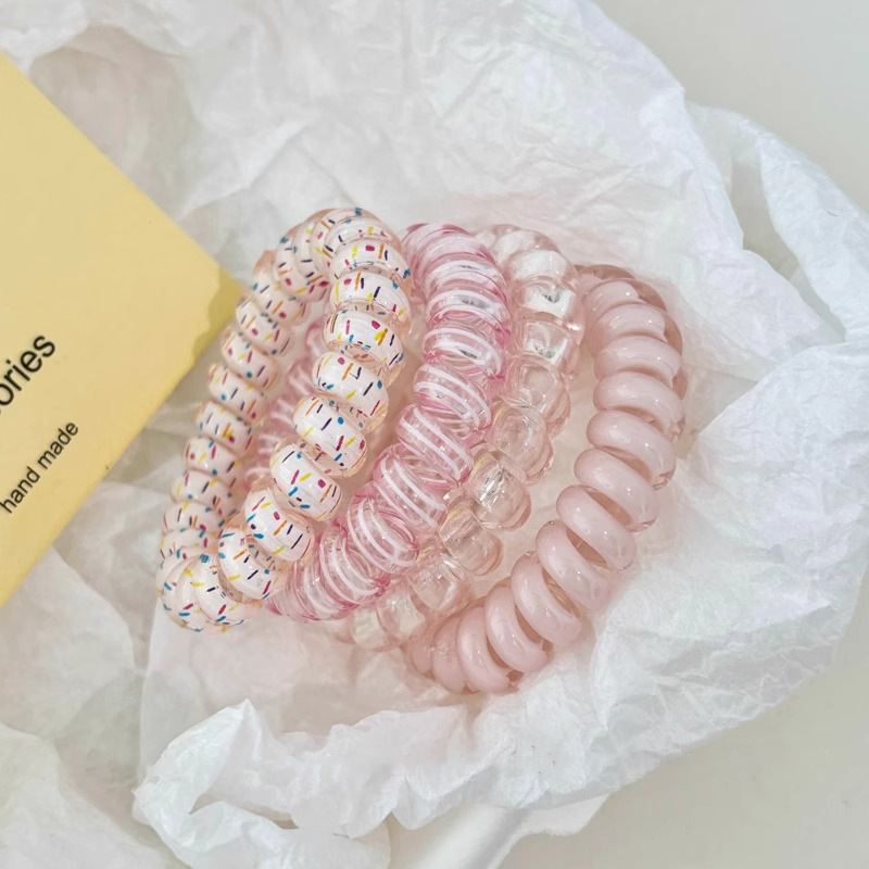 Moda de color gelatina esmerilado cabello telefónico bucle de cabello de alta elasticidad duradera correa de goma simple mujer cabeza de cabello de cola de caballo toque de cabello