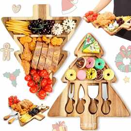 圣诞树造型芝士板圣诞派对装饰水果面包切板黄油菜板熟食披萨盘