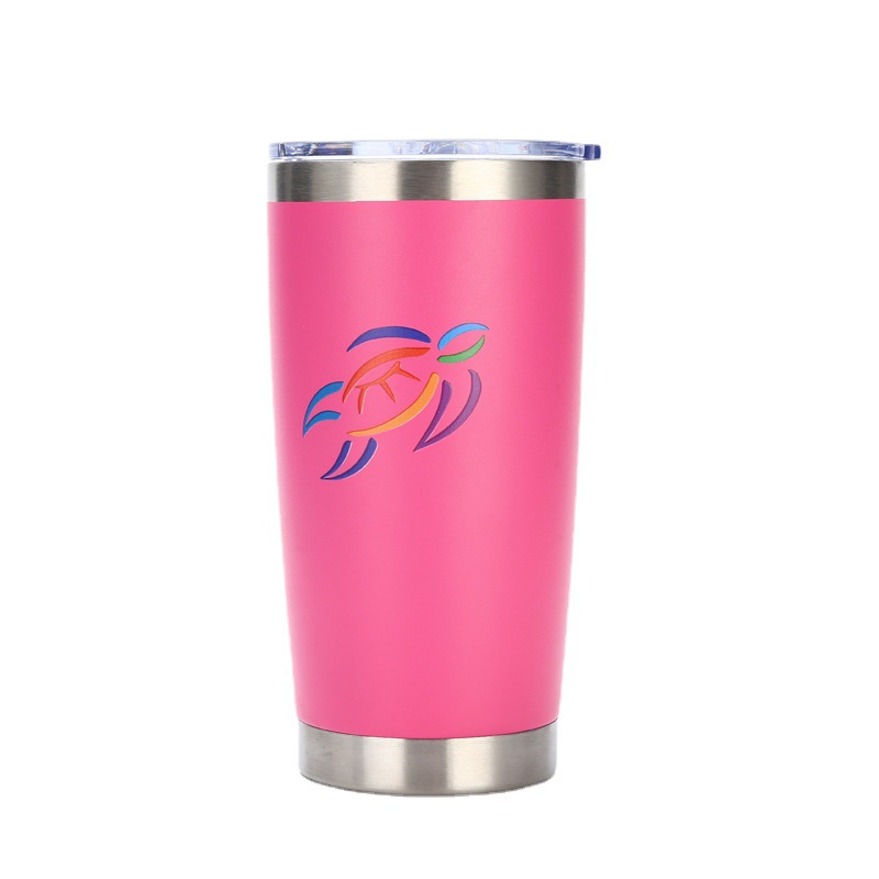 Amazon proporciona especialmente 20oz taza de coche de pulverización de plástico 304 de acero inoxidable de doble capa de aislamiento térmico y aislamiento frío coche regalo taza de helado