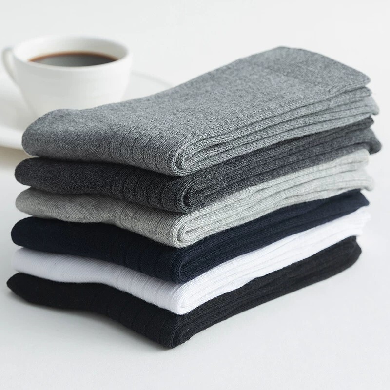 Cross-border ready-to-ship casual long work socks, men's formal socks, soft cotton blend jacquard mid-calf socks at wholesale price