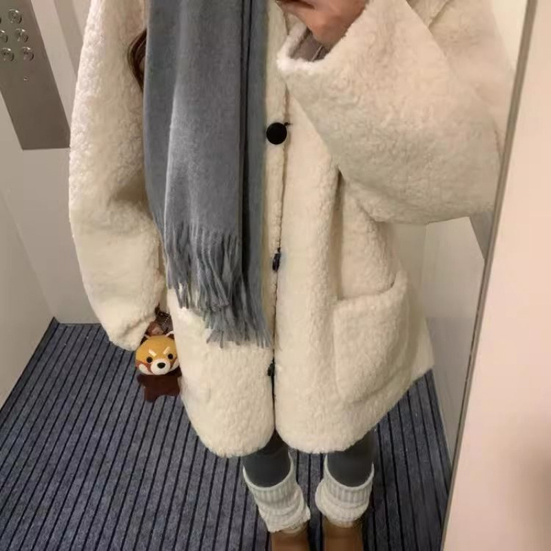韩系羊羔毛外套女2025新款爆款秋冬宽松皮毛一体高级休闲毛绒大衣