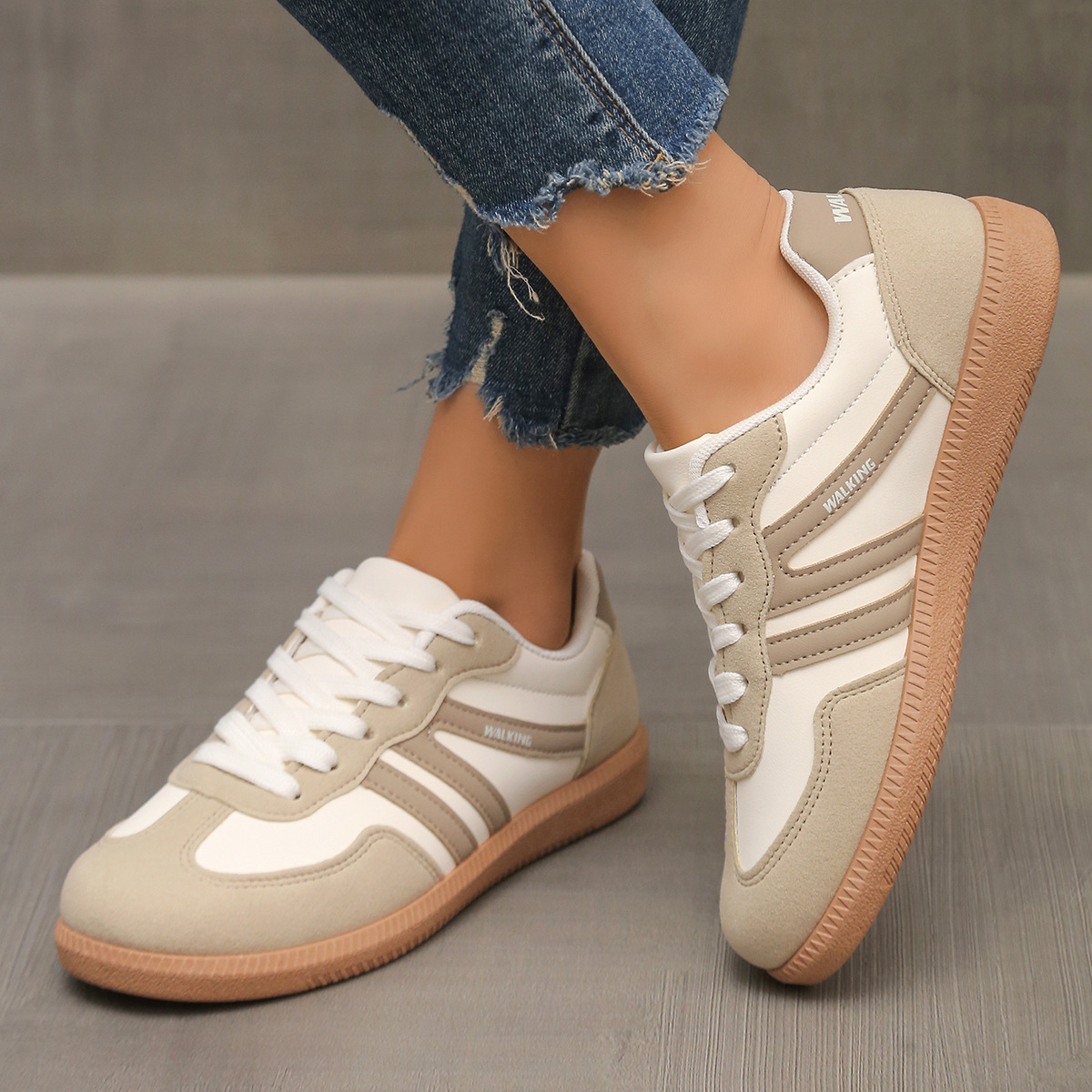 In-Stock Cross-Border Women's Large Size German Training Shoes Sneakers 2025 New European and American Retro Color-Blocking Flat Shoes for Women