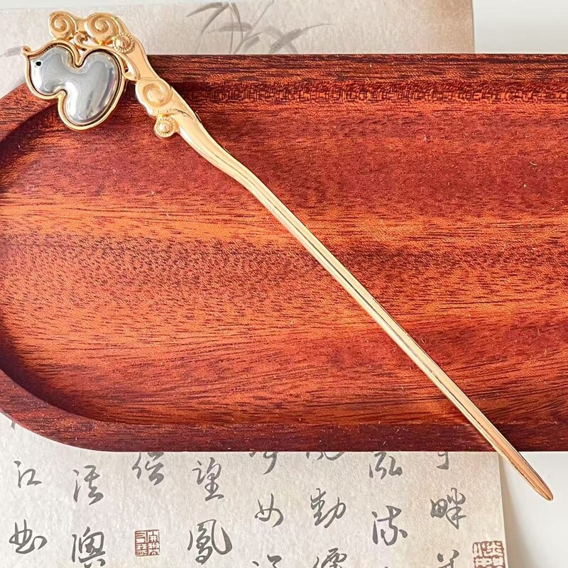 七公主宋锦手工diy古风祥云蝴蝶发簪发钗发饰合金凹槽底胚材料|undefined