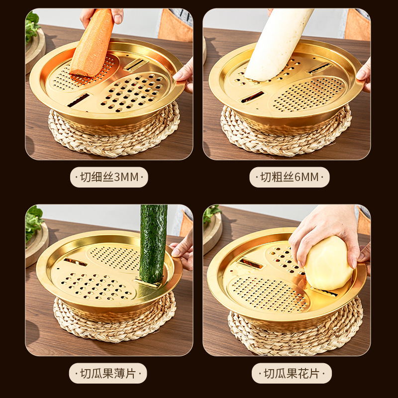 Acero inoxidable multifuncional raspador de tres piezas conjunto de cocina doméstica lavaba arroz y lavabo de agua batida de huevos regalos