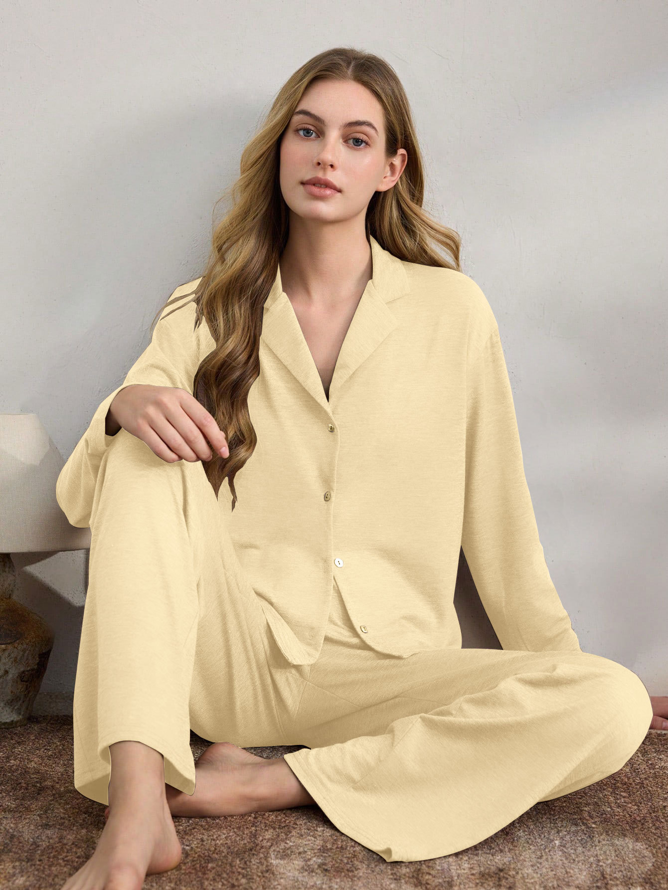 Pijamas de otoño y invierno transfronterizos europeos y estadounidenses, camisetas casuales de moda, pantalones largos de mangas largas, ropa de hogar suelta de dos piezas