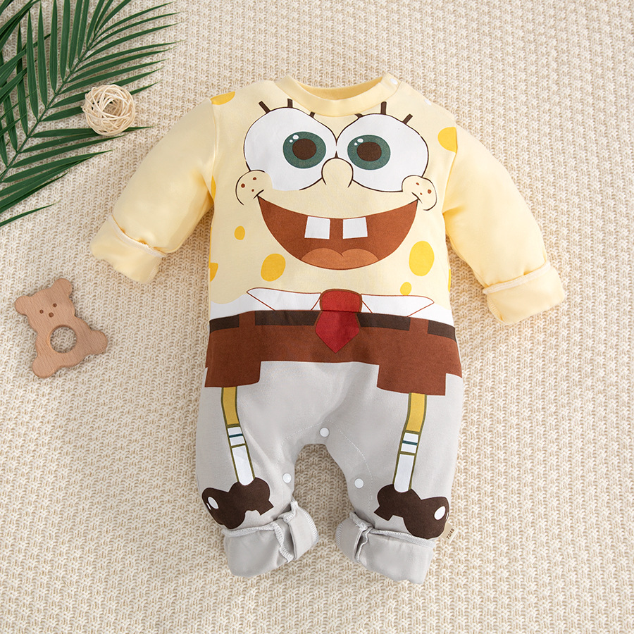 Vestido de una pieza de bebé de anime de primavera y otoño, un tipo de mameluco de manga larga de algodón puro, ropa de recién nacido, vestido de gatear para bebés, vestido de un año