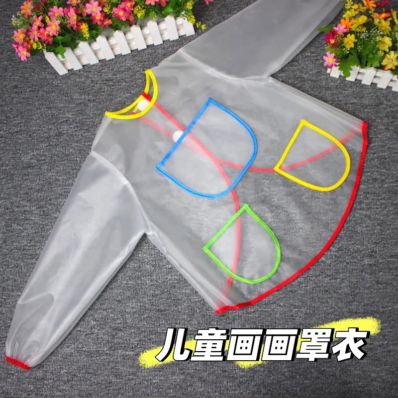 Children's painting apron, doodle painting clothes, art and painting transparent waterproof apron, breathable long sleeve baby reverse dress
