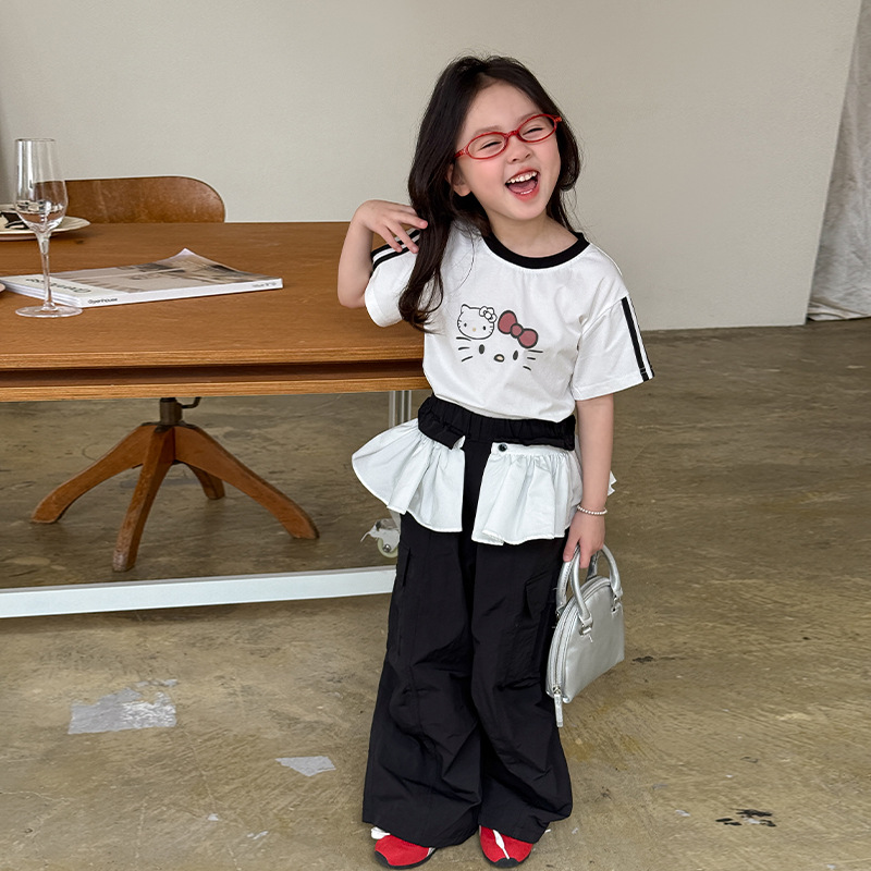 Verwood children's clothing children's suit summer 2025 new boys and girls Korean short sleeve T-shirt overalls baby clothes