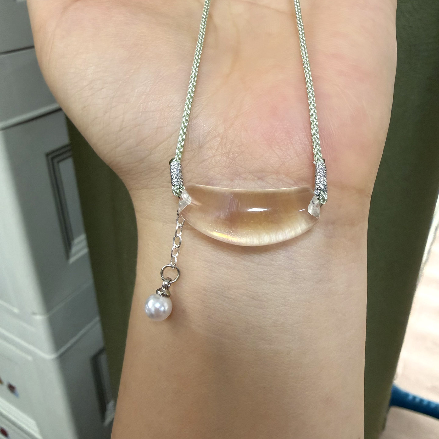 White crystal, bent pipe, pendant