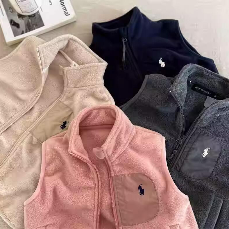 Estrellas redondas de niños chaleco 2025 otoño y invierno niños y niñas cordero hombros bebés agitando chaleco de terciopelo caliente chaleco de marca de moda
