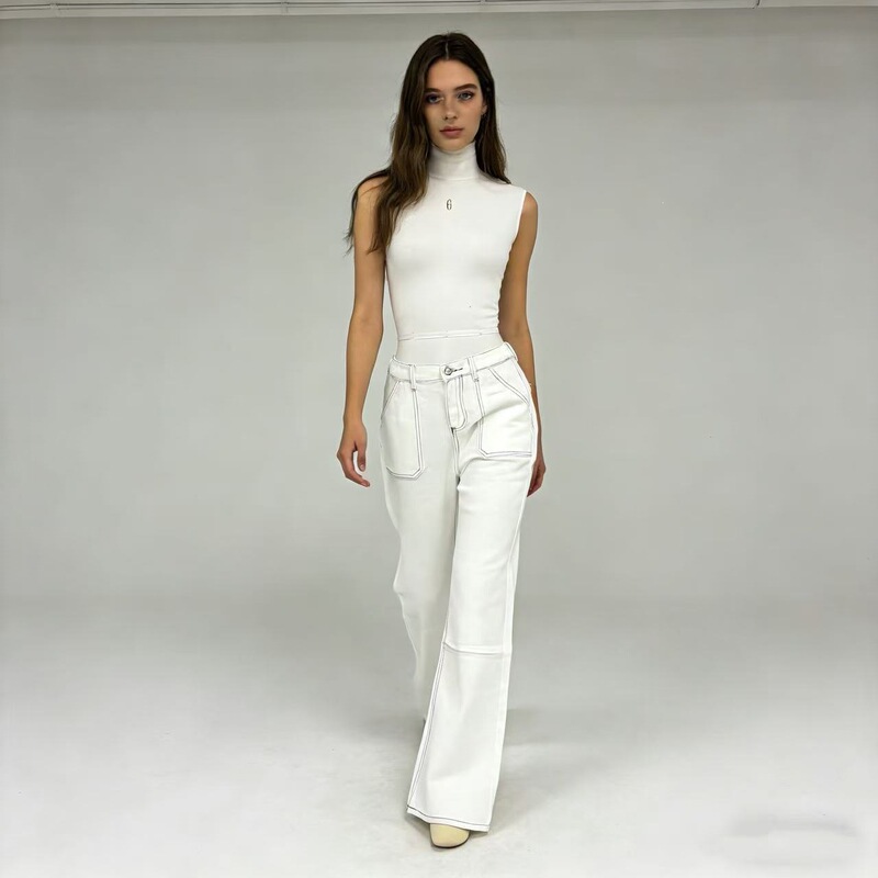 European and American New Style Cross-Border Foreign Trade Dropshipping High-Waisted Side Pocket Wide-Leg Women's Jeans European and American New Style Cross-Border Foreign Trade Dropshipping High-Waisted Side Pocket Wide-Leg Women's Jeans