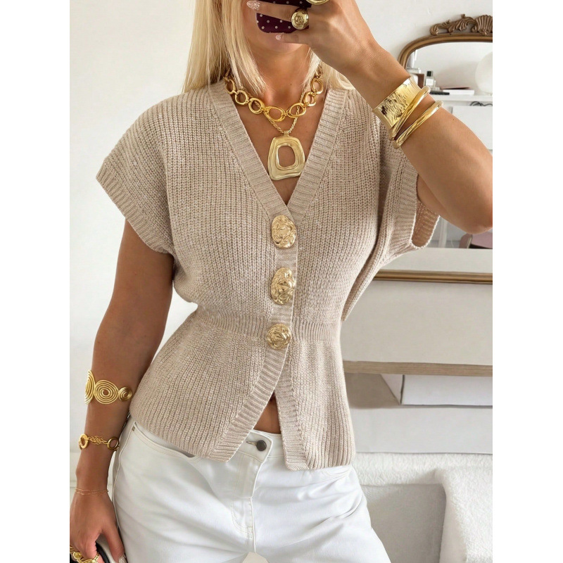 (Cross-border trading), knitted metal sweater, elegant brace sleevless, European style, french style