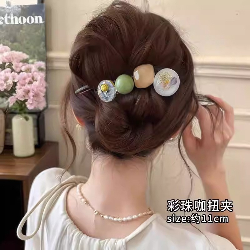 レトロなハイエンドフラワーツイストクリップ女性用 2025 新しいスタイル後頭部ヘアクリップヘッドバンドハーフタイヘアクリップ|undefined