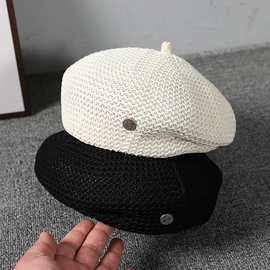 2024新品服饰迎春春夏时尚网红韩版画家帽透气定型字母压边贝雷帽