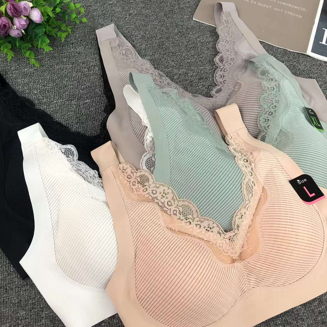 Nueva taza de látex sin marcas de alta calidad, chaleco de dama sin anillo de acero, bra de yoga, ropa interior deportiva, mujer al por mayor