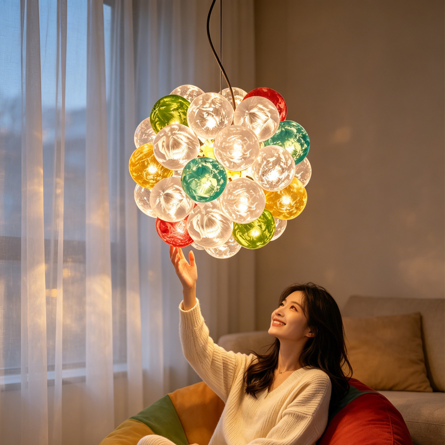 Bombilla de globo de vidrio de dopamina lámpara de la habitación de los niños candelabro personalidad artística creativa sala de estar dormitorio comedor luz L001