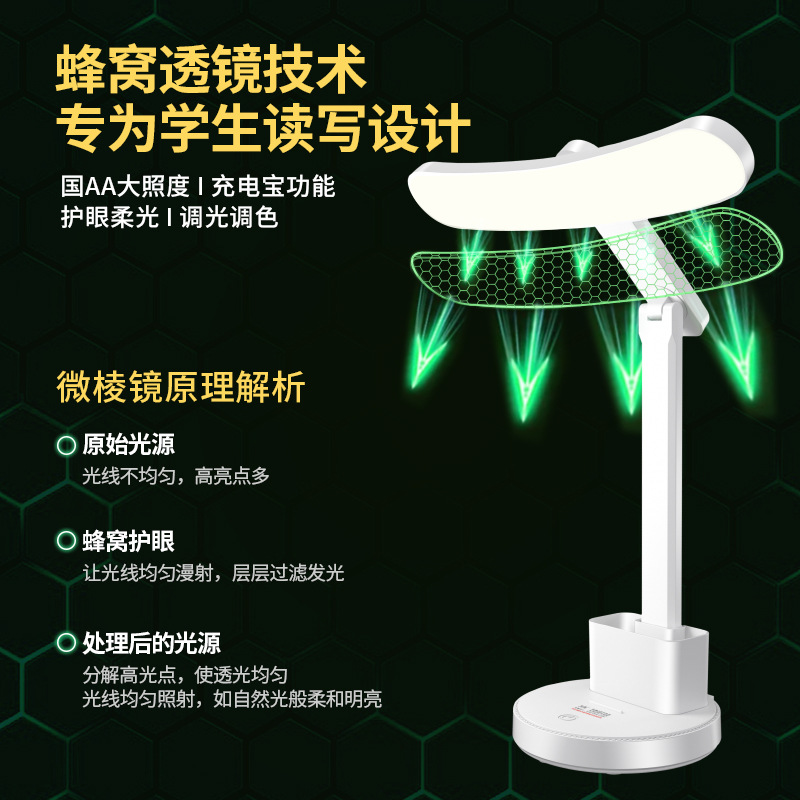 Lámpara de escritorio LED de arco de espectro completo alumno lámpara de noche protector de ojos dormitorio plegable carga de lectura lámpara de cabecera atenuable