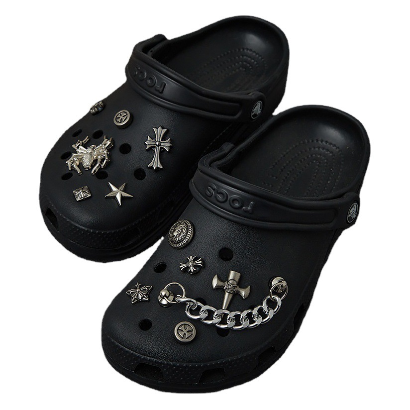 Adecuado para carlochi Cruz agujero zapatos accesorios zapatos DIY flor zapato hebilla decorativa hebilla retro extraíble accesorios de metal