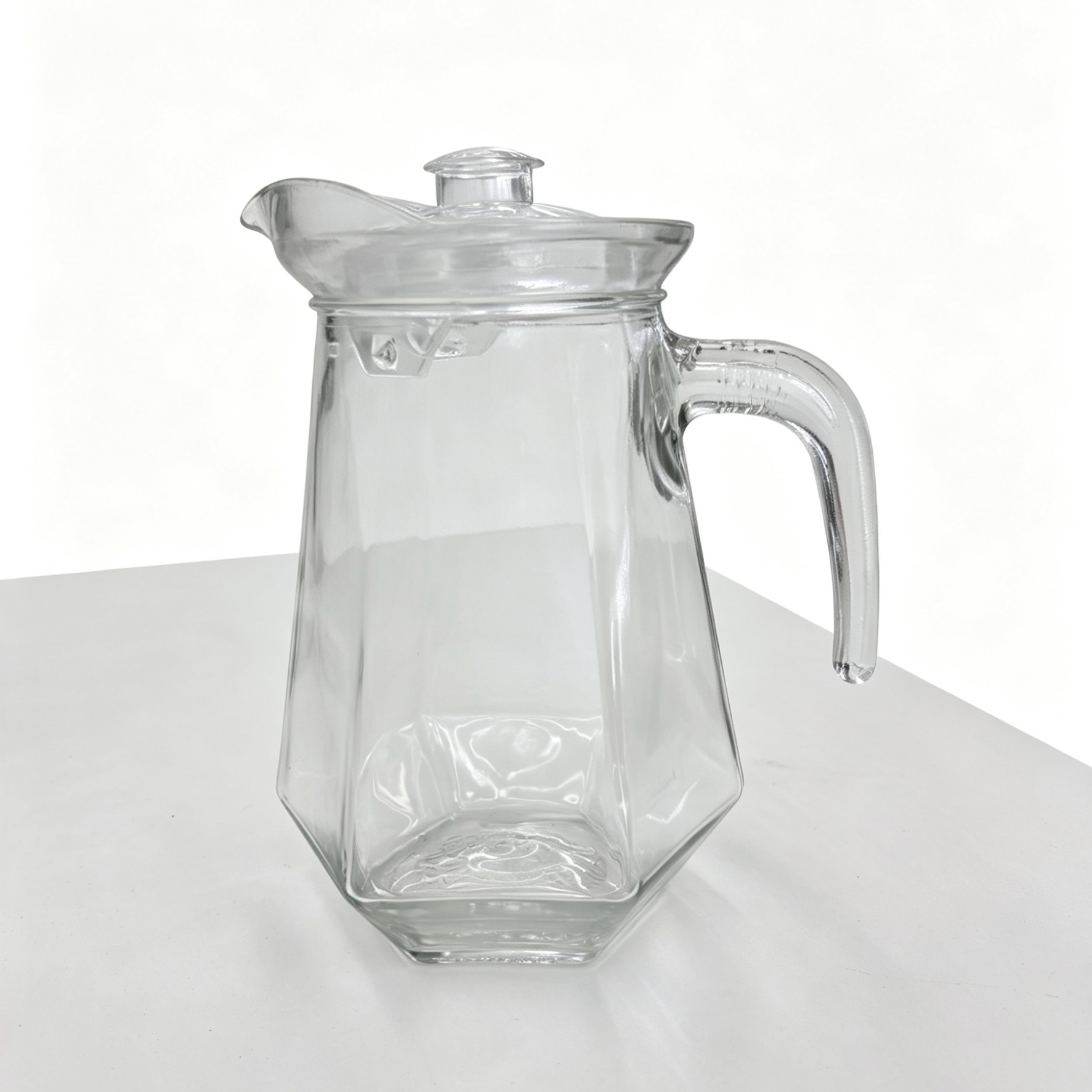 Fábrica directa de agua corrugada de vidrio fría jarro de jugo jarro de agua vertical jarro de boca de pato de gran capacidad