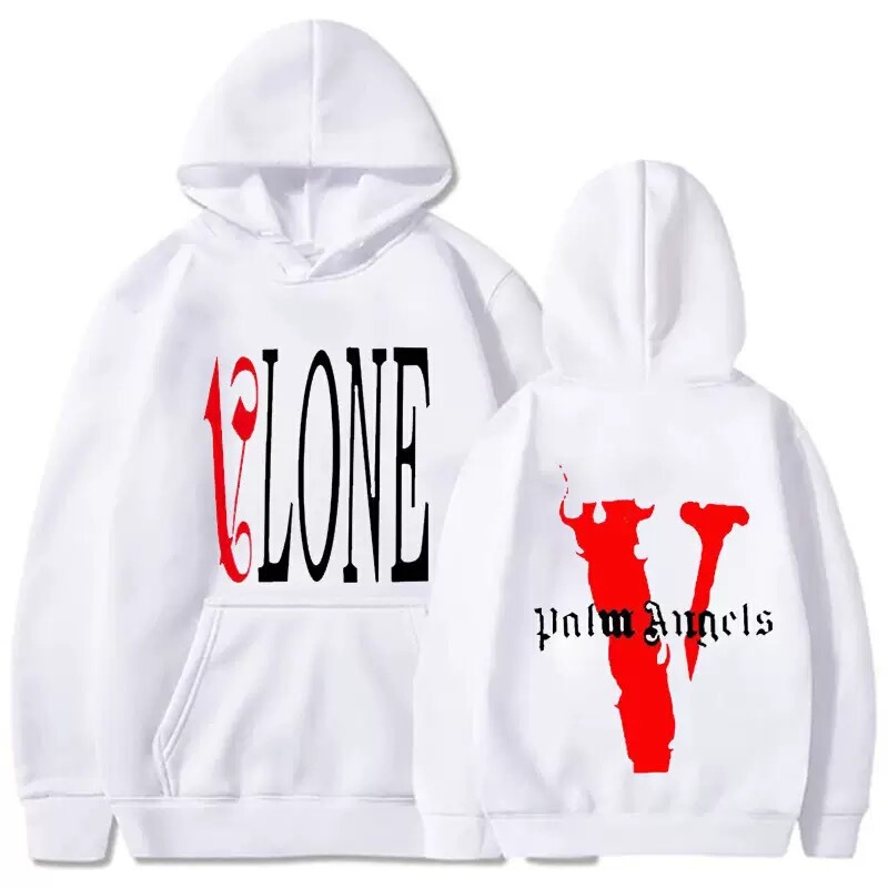 Cross-Border Foreign Trade Trendy Brand V-Print Hooded Sweatshirt for Men, Loose Casual Couple Style, Spring and Autumn Trendy Sweatshirt