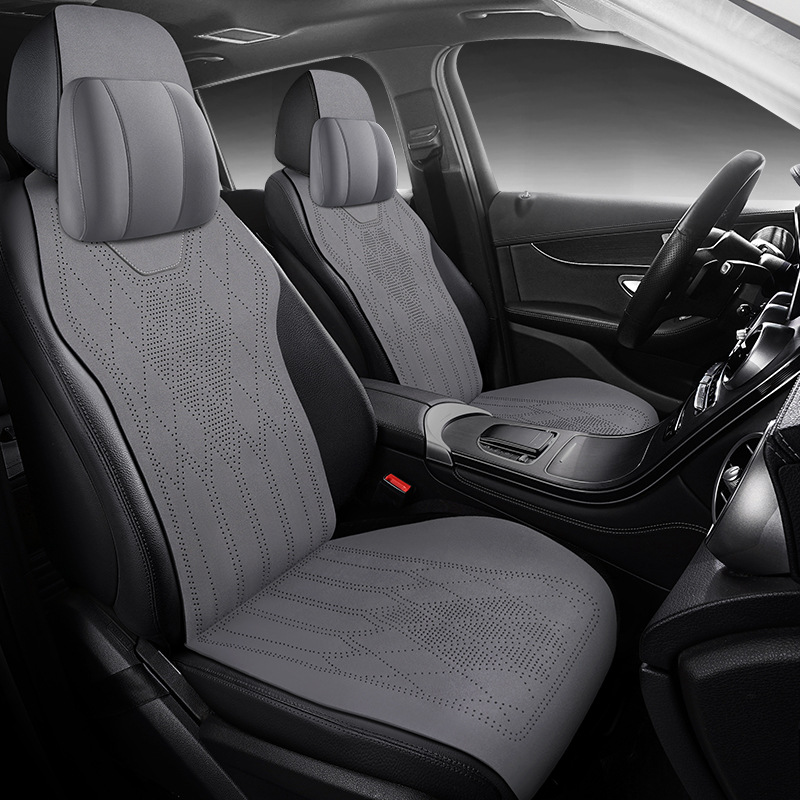 Car Seat Cushion, Universal for All Seasons, Breathable Suede Leather, High-End Saddle Cushion, Suede Perforated Seat Cover, Winter Small Waist