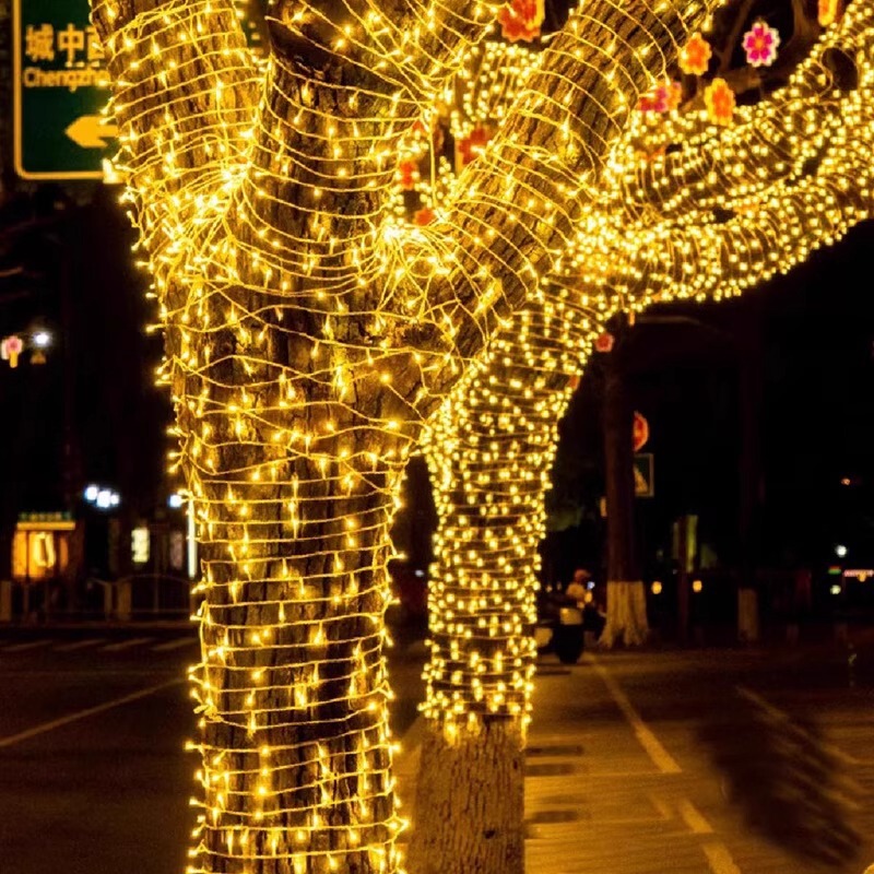 Solar plug-in led lights colorful lights flashing lights string lights gypsophila outdoor waterproof atmosphere decorative lights hanging tree lights