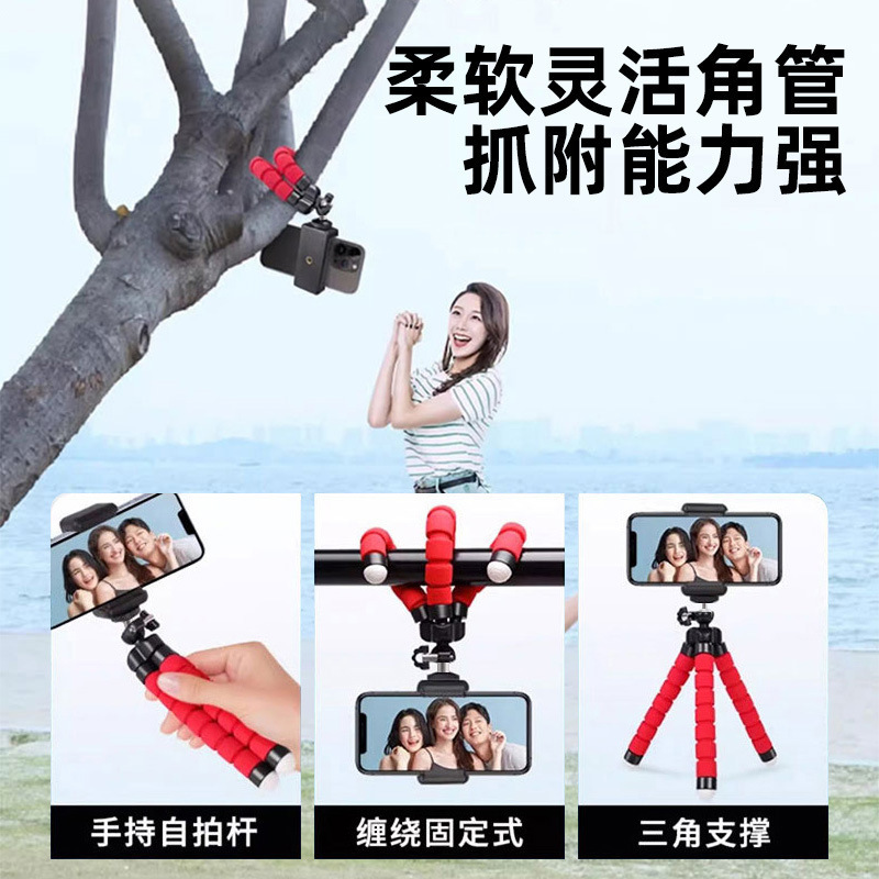 多用途ポータブルタコ携帯電話ホルダー多機能デスクトップライブブロードキャスト Bluetooth スポンジタコ三脚付き|undefined