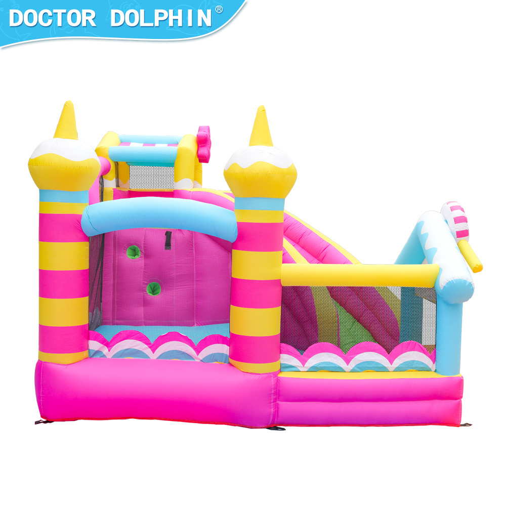 Doctor Delfín | Castillo inflable infantil con tobogán pequeño para uso en interiores y exteriores, mini educativo y portátil