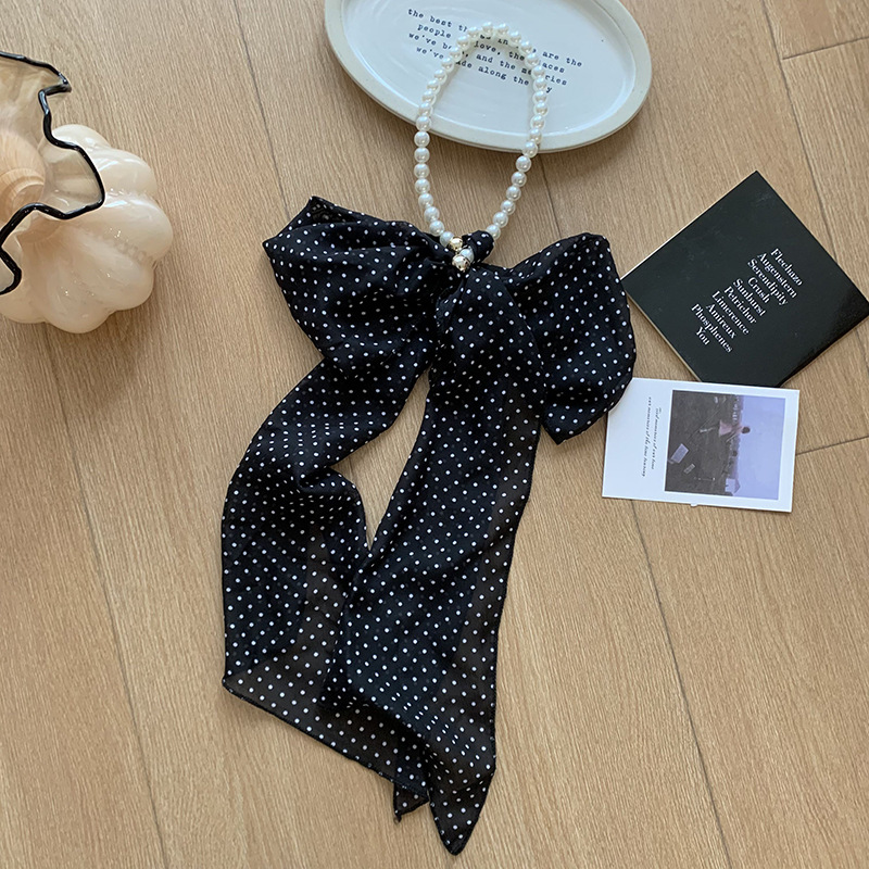 Collar de perlas Nuevo cinturón de moda multiusos Bufanda de seda Tiras largas Tiras de alta calidad Turbante para el cabello Cinturón de lunares para el cabello Accesorios para el cabello