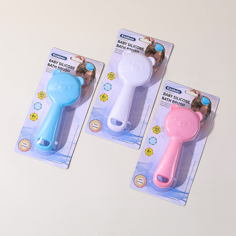 Suministro transfronterizo de cepillo de baño de silicona para bebés cepillo de limpieza para bebés cepillo de masaje de silicona de oso de dibujos animados
