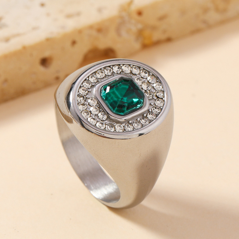 Steel, micro incrustation, with gem
