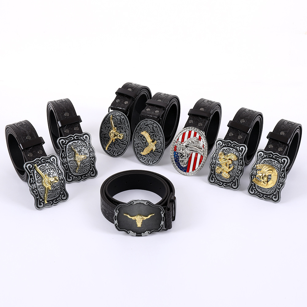 Relieve tridimensional hebilla de tendencia de hebilla de estilo múltiple para usar con accesorios de cinturón vaquero occidental personalidad cinturón de estilo retro