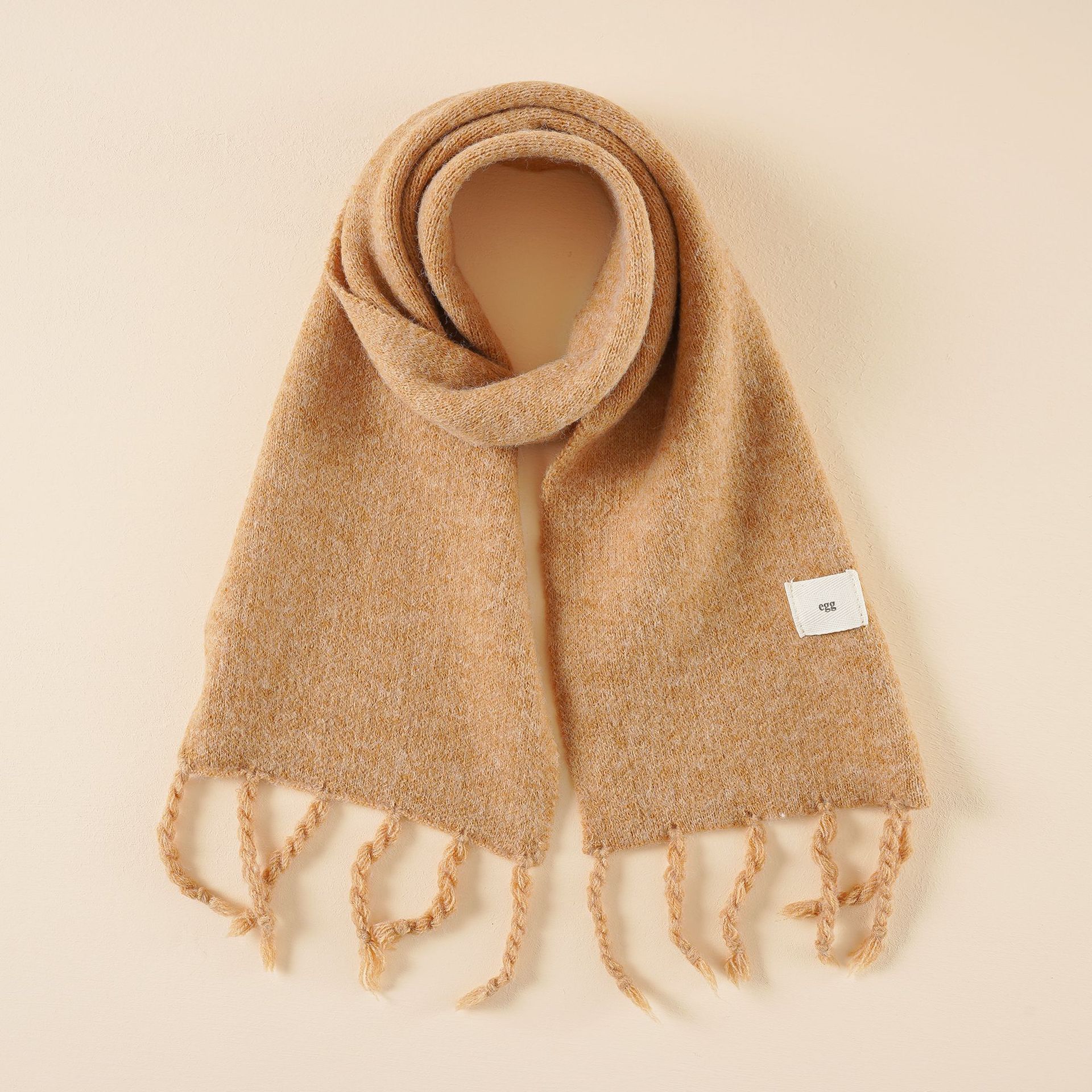 Bufanda de Cachemira para niños Etiqueta de tela de otoño e invierno Estilo coreano de moda todo fósforo de punto cálido bebé protección del cuello del bebé bufanda pequeña