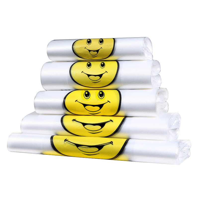 Bolsa de cara sonriente bolsa de plástico bolsa de compras de frutas bolsa Portátil Bolsa conveniente bolsa de alimentos bolsa de embalaje bolsa de chaleco bolsillo