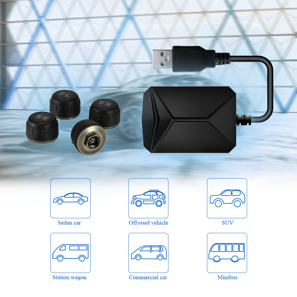 Cross-Border Android Navigation Car USB Tire Pressure Monitoring System Tpms Internal and External Wheel Temperature Detection