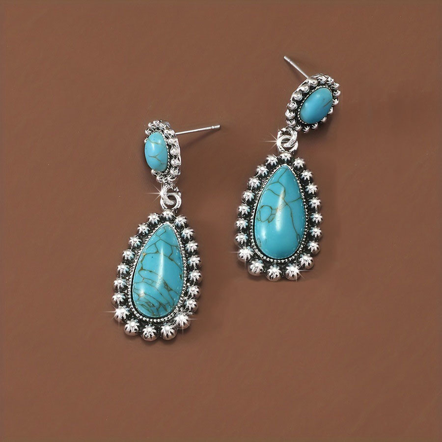 retro turquoise elegant earrings drop-shaped