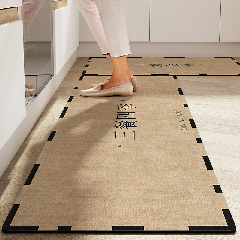 Alfombra antideslizante de absorción de agua silenciosa de viento de goma, alfombra de suelo de cocina simple y fácil de cuidar, alfombra de suelo de barro de diatomeas limpiable doméstica