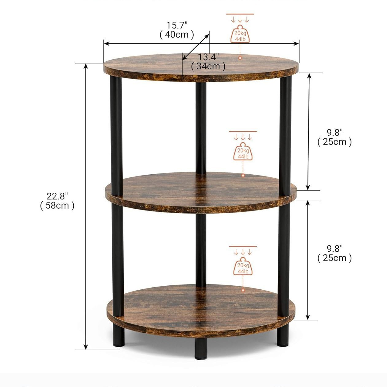 3단 원형 테이블