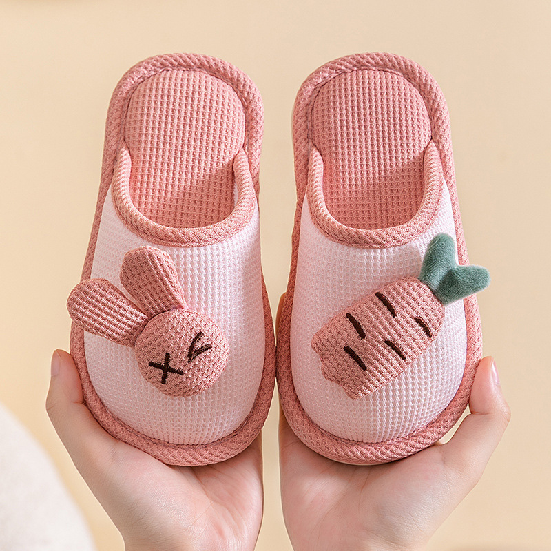 Baotou Cotton Slippers for Girls, Autumn and Winter Indoor Breathable Carrot Rabbit Silent Cartoon Non-Slip Parent-Child Slippers, Linen Winter Baotou Cotton Slippers for Girls, Autumn and Winter Indoor Breathable Carrot Rabbit Silent Cartoon Non-Slip Parent-Child Slippers, Linen Winter