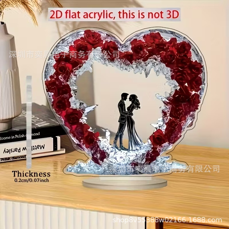 Colgante transfronterizo nuevo producto creativo romántico boda acrílico decoración plana para el hogar decoración de la sala de estar del dormitorio Día de San Valentín