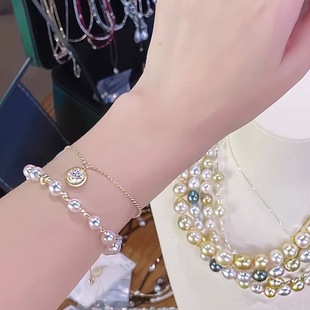 Zhuji Natural Freshwater Pearl Bracelet 4-6mm Round and Almost Flawless Freshwater Pearl Versatile Sparkling Bracelet