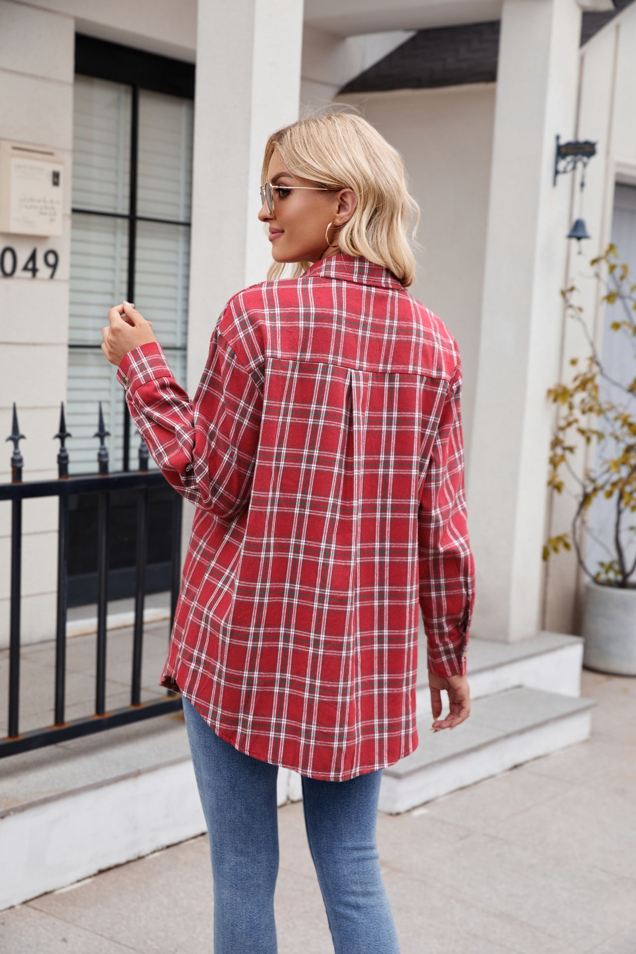 Lässiges Karohemd Für Damen Mit Taschen Für Herbst Und Winter_voghion.com