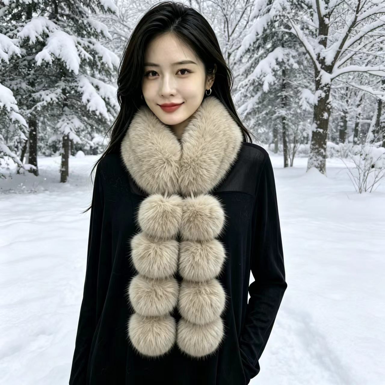 Bufandas gruesas de pelo de piel de collar de pelo caliente de estilo coreano dulce estilo coreano de pelo de zorro
