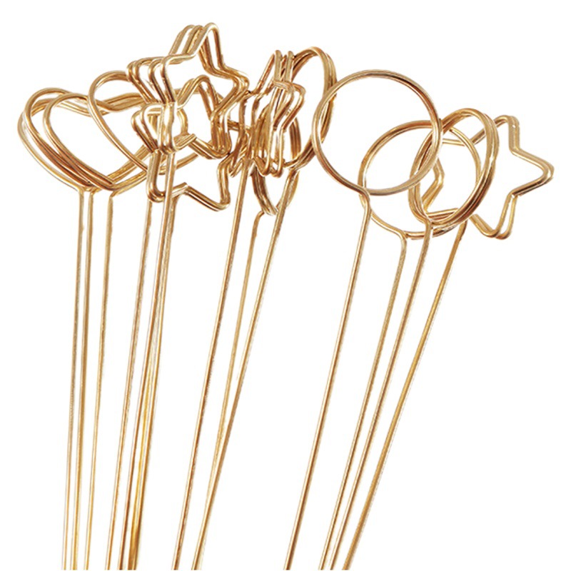 Clip de tarjeta de metal estilo coreano chapado en oro titular de la tarjeta flor material de embalaje ramo titular de la tarjeta