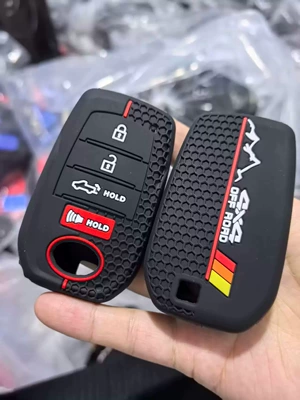 Honeycomb Pattern Suitable for Toyota Land Cruiser, Sequoia, Sienna, Tacoma 46-Key Silicone Key Protective Cover (Static Rod/Key Bag) - black-4-pickup-tacoma-button