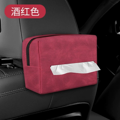 Tissue Box Navigator Aviator | Car tissue box/set - standard-unlabeled-burgundy-suede-tissue-box-is-durable