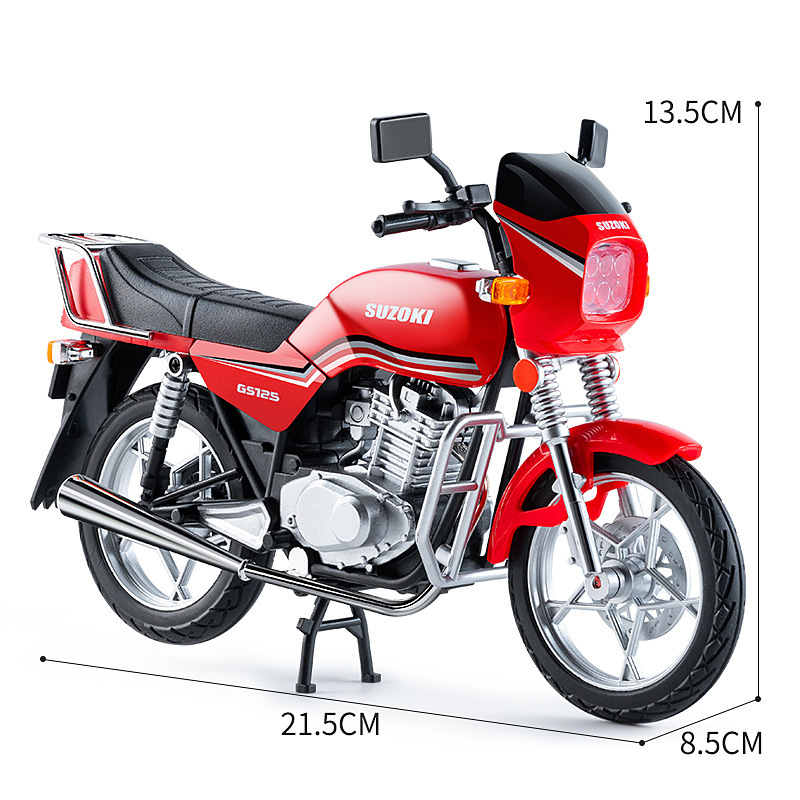 1:10gs125合金摩托车模型男孩声光收藏摆件复古铃木王合金车玩具|undefined